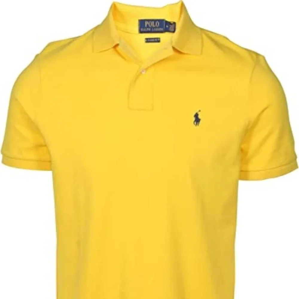 Ralph Lauren Polo Shirt Men's LARGE YELLOW Iconic Golf Short Sleeve Classic Mesh
